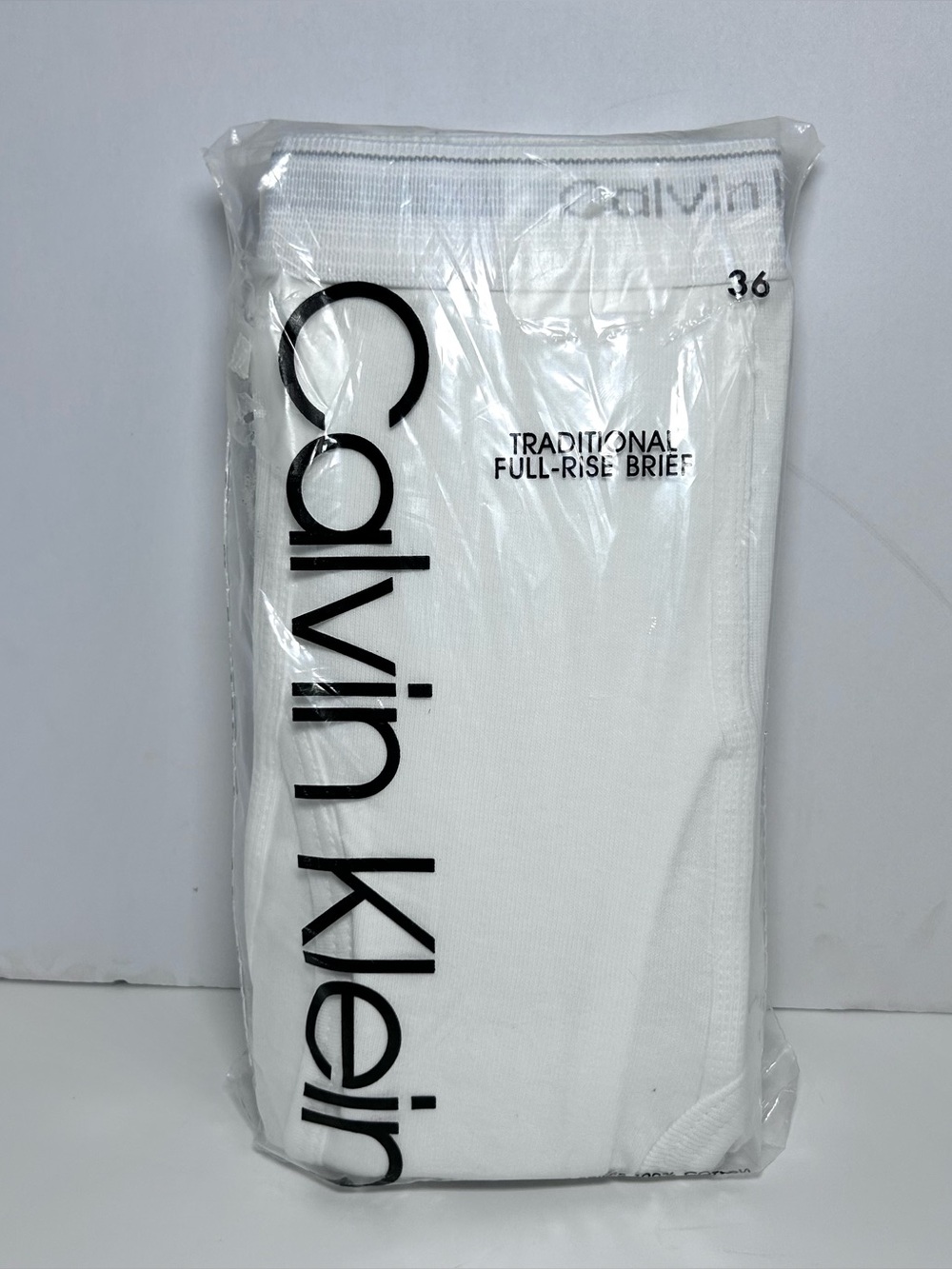 Vintage Calvin Klein White Full Rise Briefs 36 (3) Pack New
